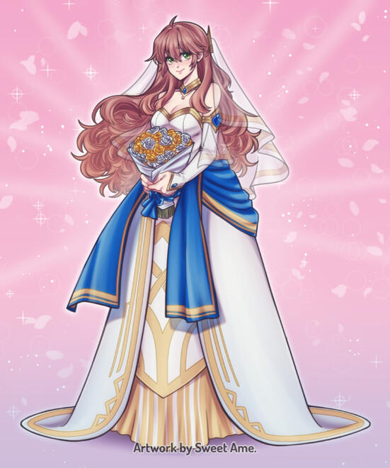 Bride_Athene Original character Athene wearing a bridal dress inspired on Fire Emblem Heroes.