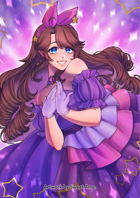 Princess_Marin A half body composition featuring an original character wearing a magical girl inspired princess gown. Birthday gift.