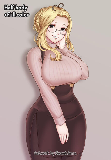 Comm_Blonde Half body illustration featuring a blonde original character from a client. Commission.