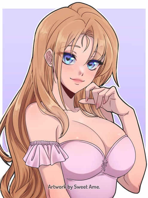 Comm_Heart Portrait featuring a blonde original character from a client. Commission.