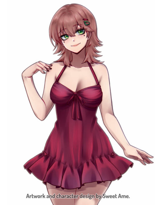 RedDress Original character Agatha wearing a red dress.