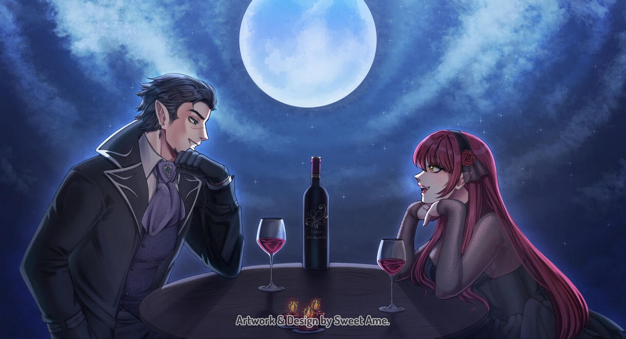Night_Song2 Night date scene featuring two original characters, a man and a woman, having a date late at night.