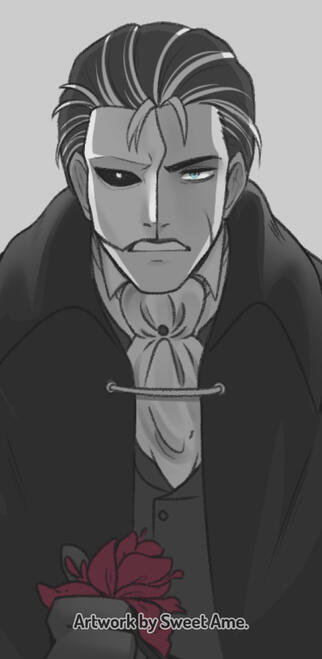 Phantom_Curtis Sketch featuring original character Curtis dressed as The Phantom Of The Opera.