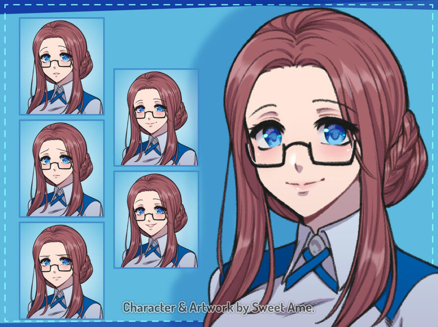 Norene_Expressions Expression sheet for original character Norene as her alter-ego Charlotte.