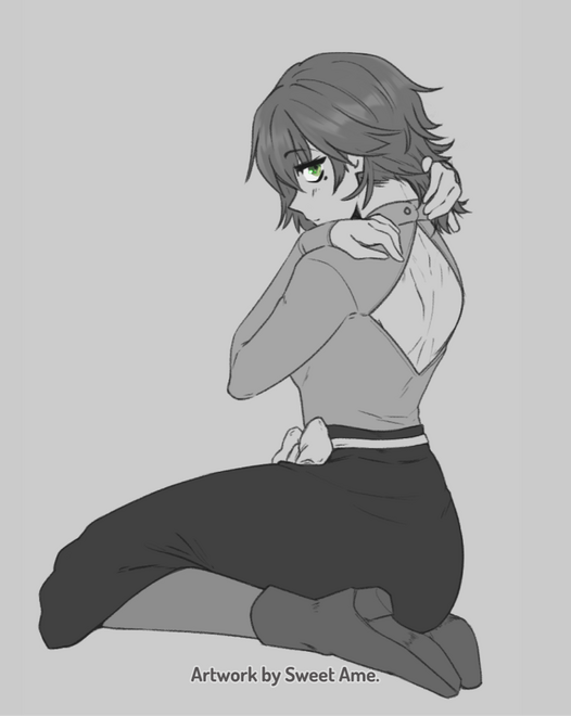 Back Sketch showing original character Agatha's outfit from behind.