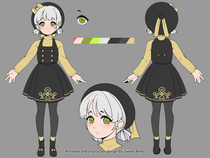 CharacterRefSheet_Comm Character reference sheet for a young girl. Commission.