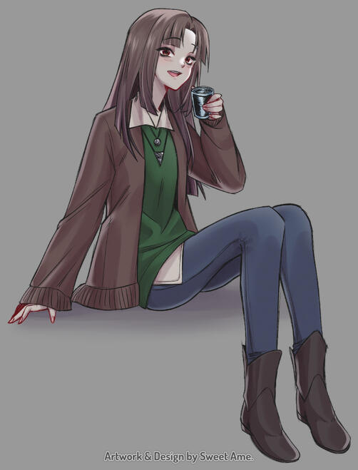 Panqueca Full body illustration featuring an original character nicknamed La Panqueca.